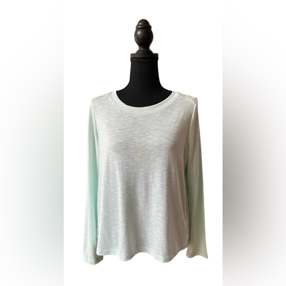 Lord and Taylor: Mint Green Lightweight Sweater with Lace Back Detail
